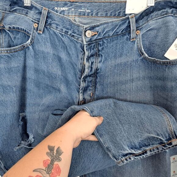 Old Navy Mid-Rise Button-Fly Slouchy Taper Non-Stretch Ankle Jeans size 18 - Picture 5 of 13